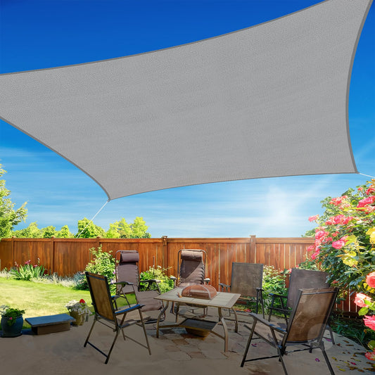 RoomHacks 10'x13' Sun Shade Sail, UV Protection Outdoor Shade, Curved Tear Resistant Heavy Duty Sun Shade for Patio Garden, Backyard, Deck, Car Port, Playground, (Grey)