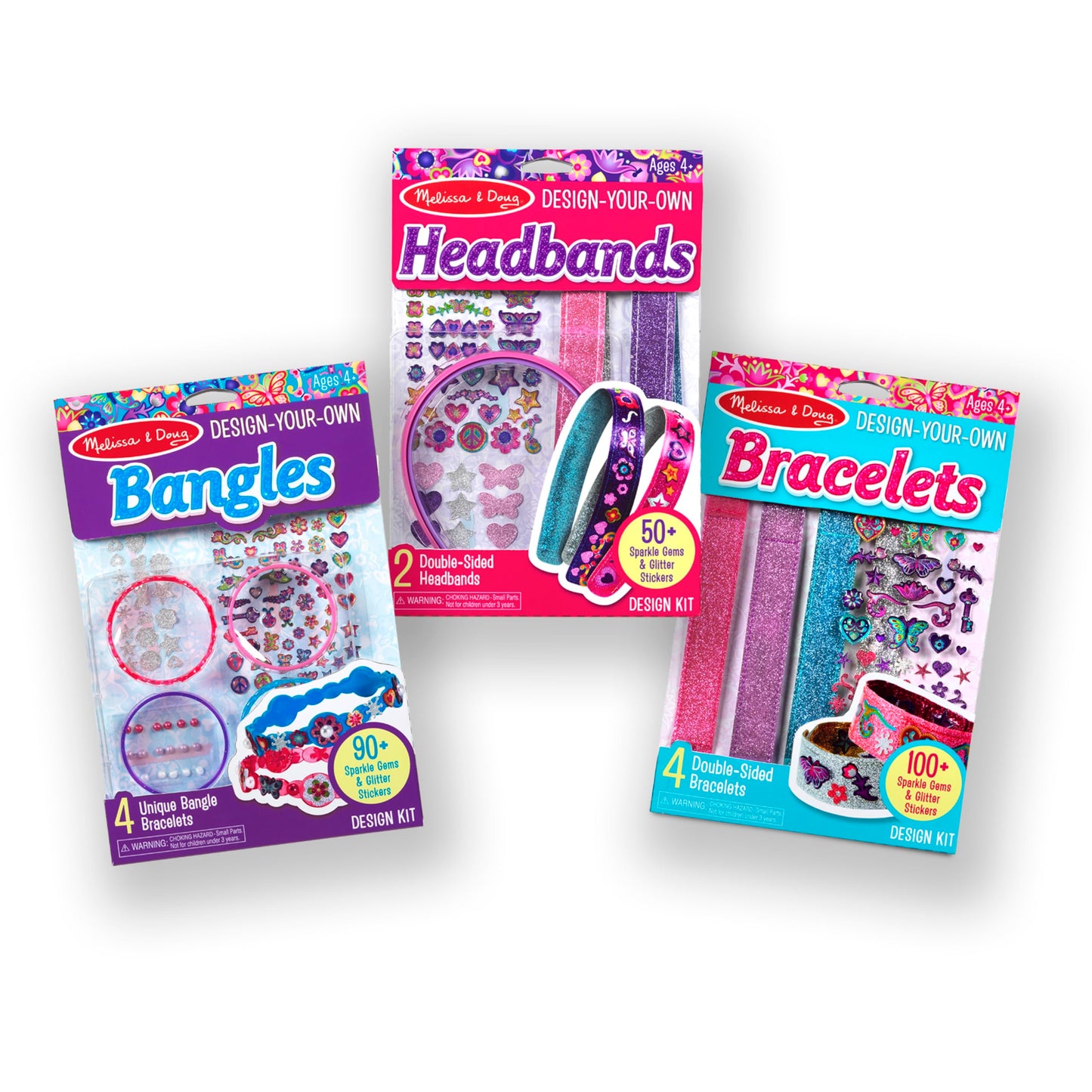 Melissa & Doug Design-Your-Own Jewelry-Making Kits - Bangles, Headbands, and Bracelets DIY Jewelry, Decorate with Stickers, Bracelet and Headband Crafting Set for Kids Ages 4+