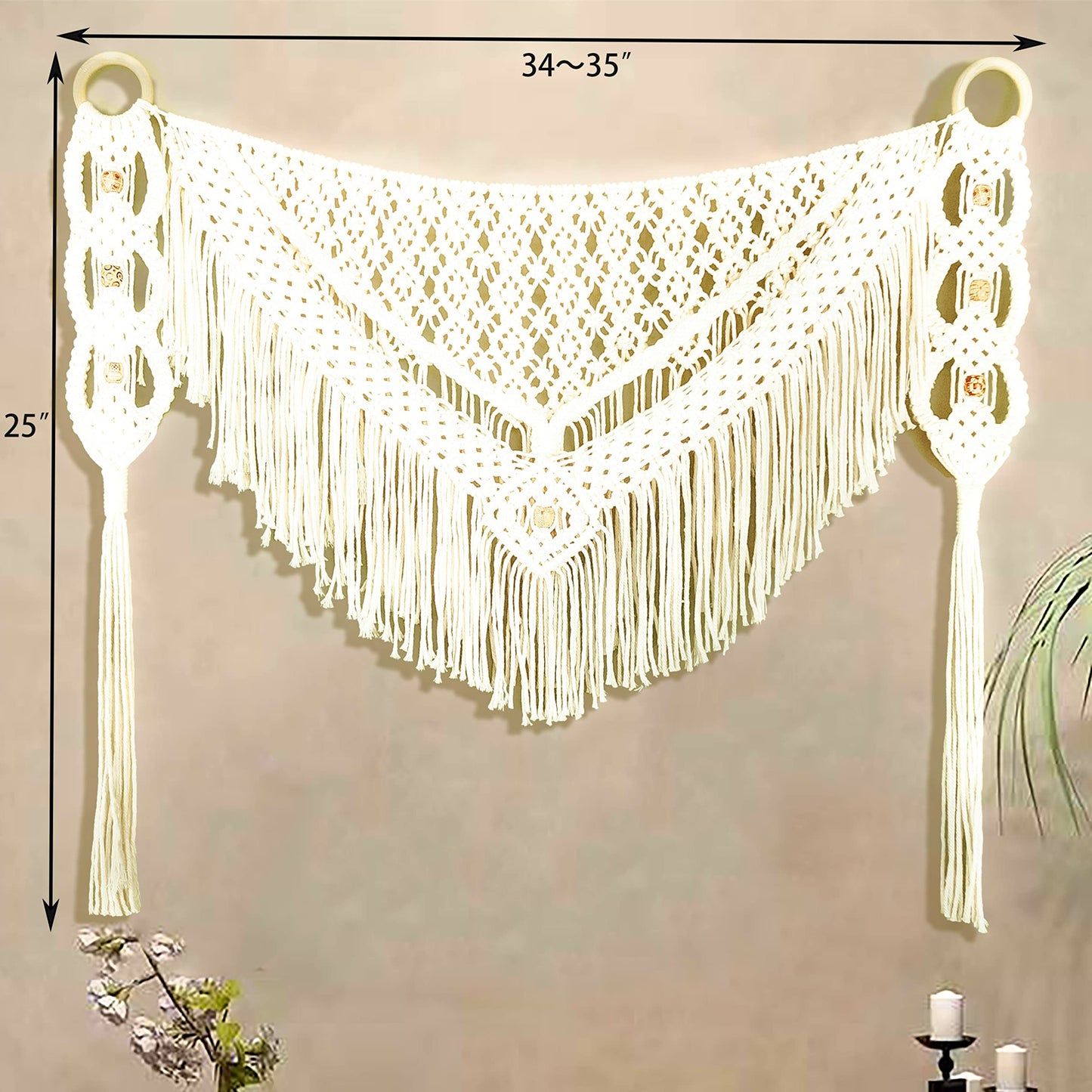 kiido Large Macrame Wall Hanging Boho Tapestry Curtain Fringe Woven Bohemian Wall Decor Home Decoration for Apartment Bedroom Living Room Gallery Baby Nursery-Blossom 35.4" W X 26" H