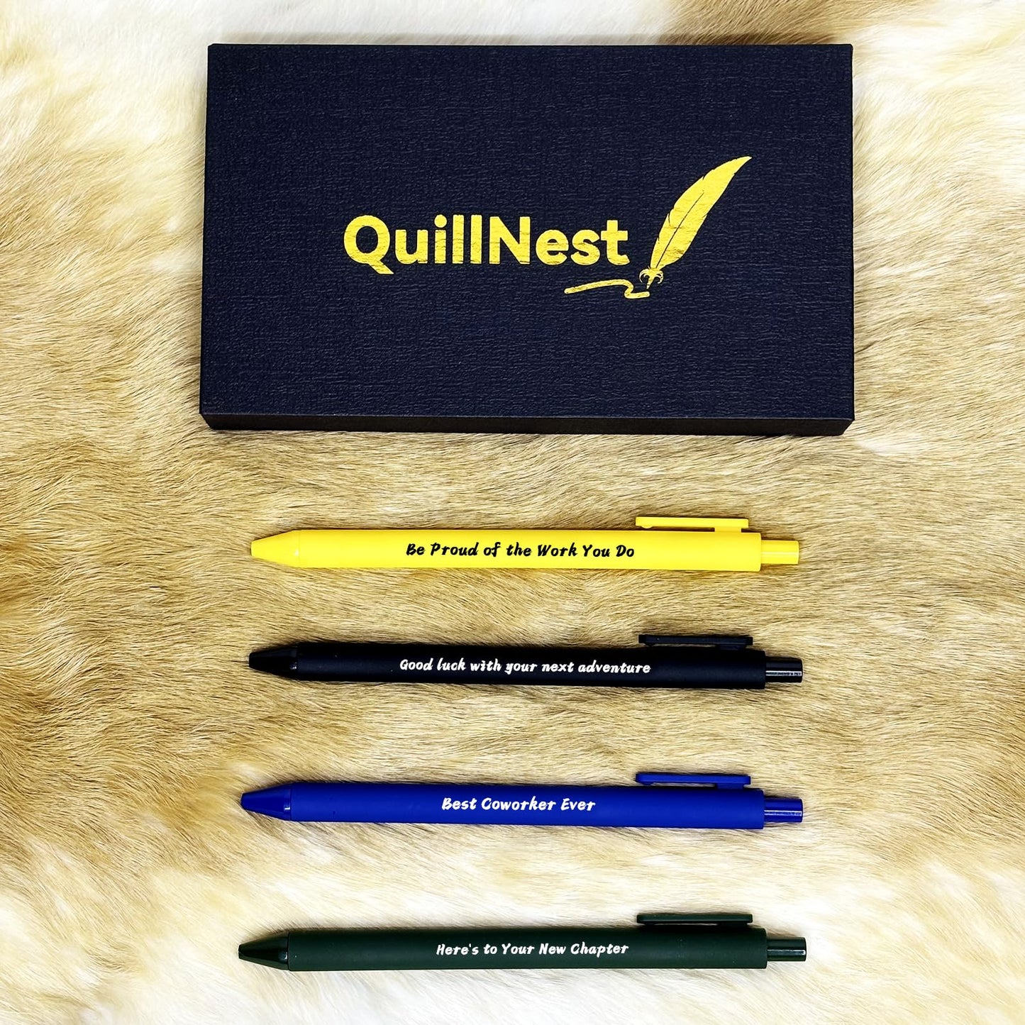 QuillNest Farewell Gifts for Coworkers Ballpoint Pen Set of 4 Coworker Leaving Goodbye Gift for Women Men Employee Colleague New Job Retirement Going Away Present