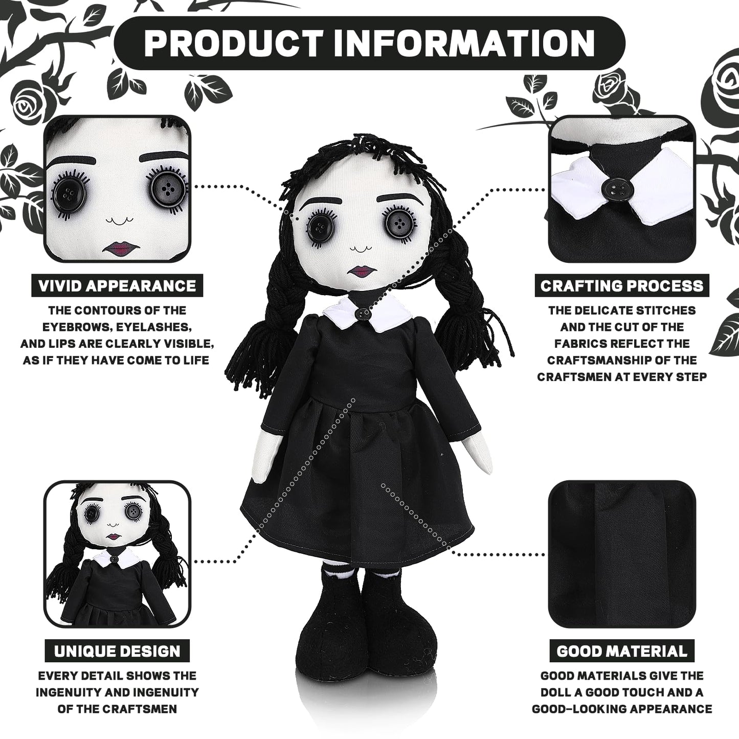 Varuotu 21" Gothic Haunted Doll Scary Living Dead Dolls Creepy Revenge Voodoo Doll Halloween Decoration Toy Gag Gifts