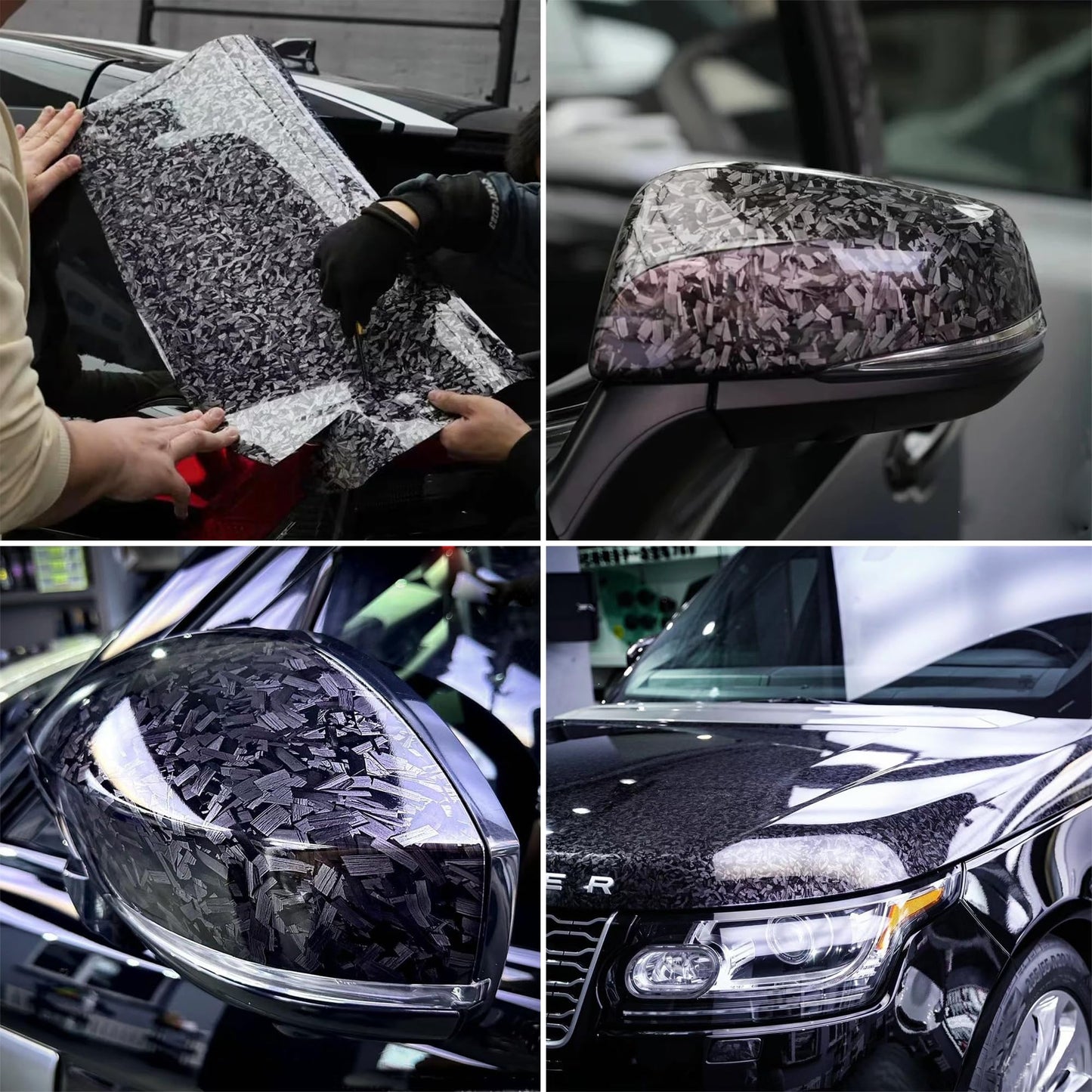 AuMoHall Black Forged Carbon Car Vinyl Wrap Glossy Black Simulated Forged Carbon Fiber Gloss Finish Car Body Film for Vehicle Interior Exterior Decoration, 59.84" x 196.85"