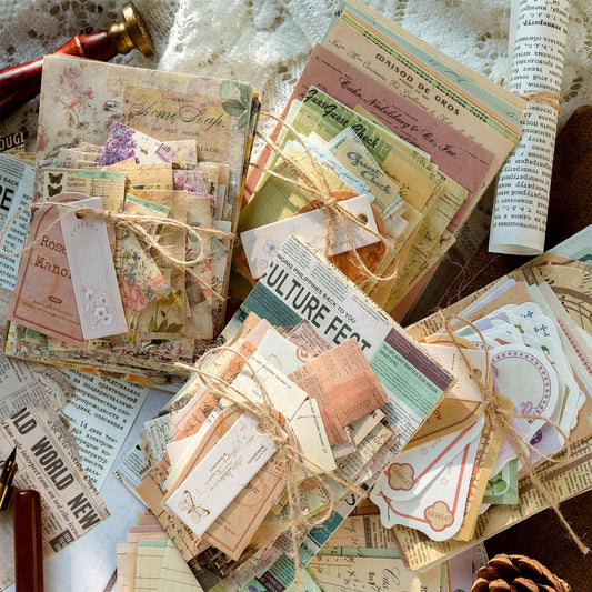 400PCS Vintage Scrapbook Paper Journaling Scrapbooking Supplies Kit Aesthetic Decorative Craft Paper Assorted for Bullet Junk Journals Card Making Craft DIY, Memory Post Office Series
