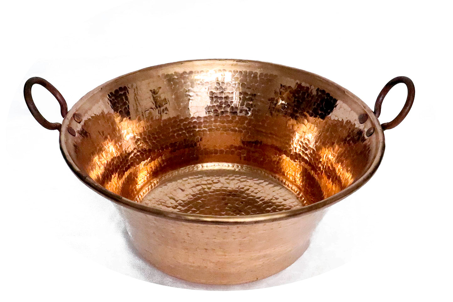 Cazo De Cobre, 16" Authentic Copper Pot, Heavy Duty Hammered Wok Jam Pan, Made in Mexico, Cooking Pot for Mexican Food