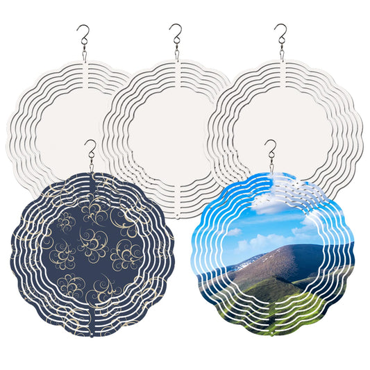 5 pcs Sublimation Wind Spinner Blanks 8 INCH Round Sublimation Blanks Products Stainless Steel Metal Indoor Outdoor Garden Decoration for Heat Press Transfer Sublimation Blank Gift