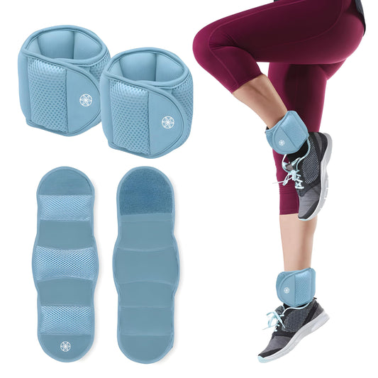 Gaiam Wrist and Ankle Weights, Wearable Bracelet to Strengthen, Tone & Sculpt, Adjustable Ankle Weights for Women & Men for Yoga, Dance, Pilates, Barre, Cardio, Home & Gym Use - 2LB PAIR - RETRO BLUE