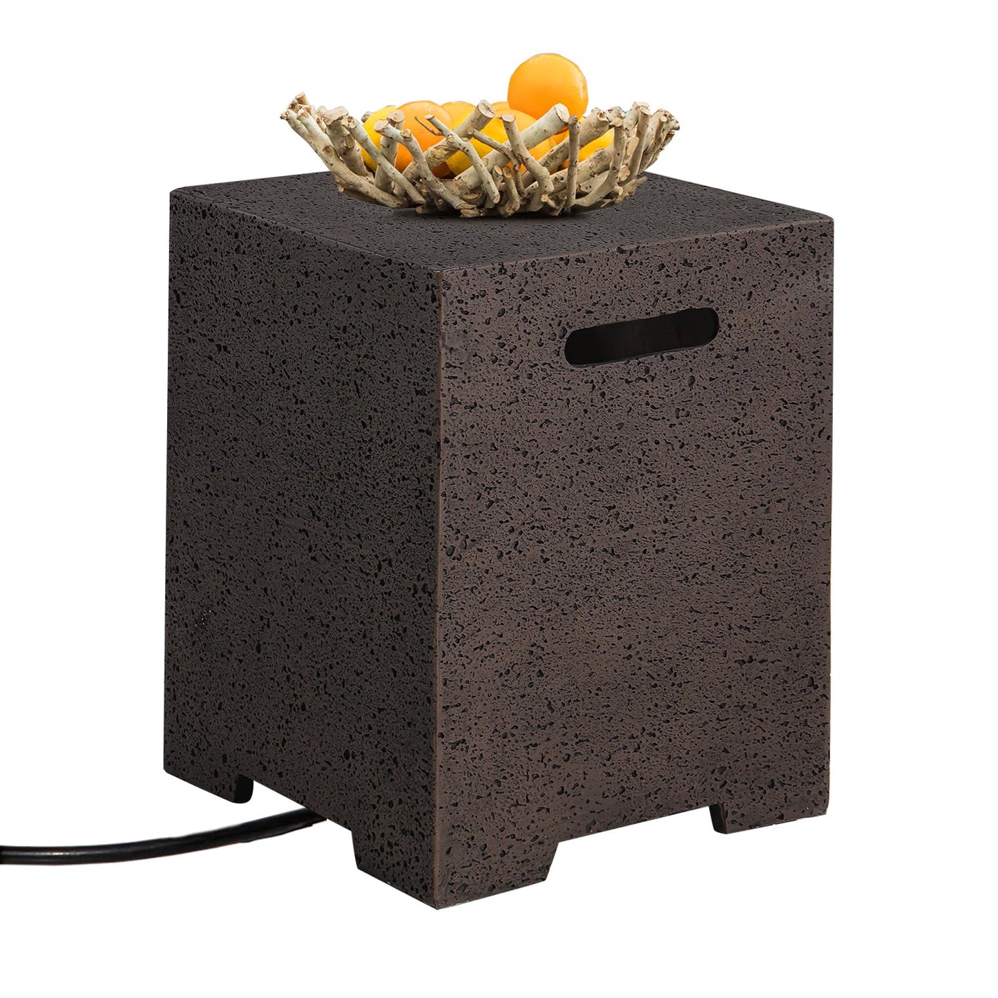 COSIEST Outdoor Hideaway Tank Table for Gas Fire Pits, Hides Standard 20lb 16-inch Propane Tank Cover w Side Handles (Rusty Red)
