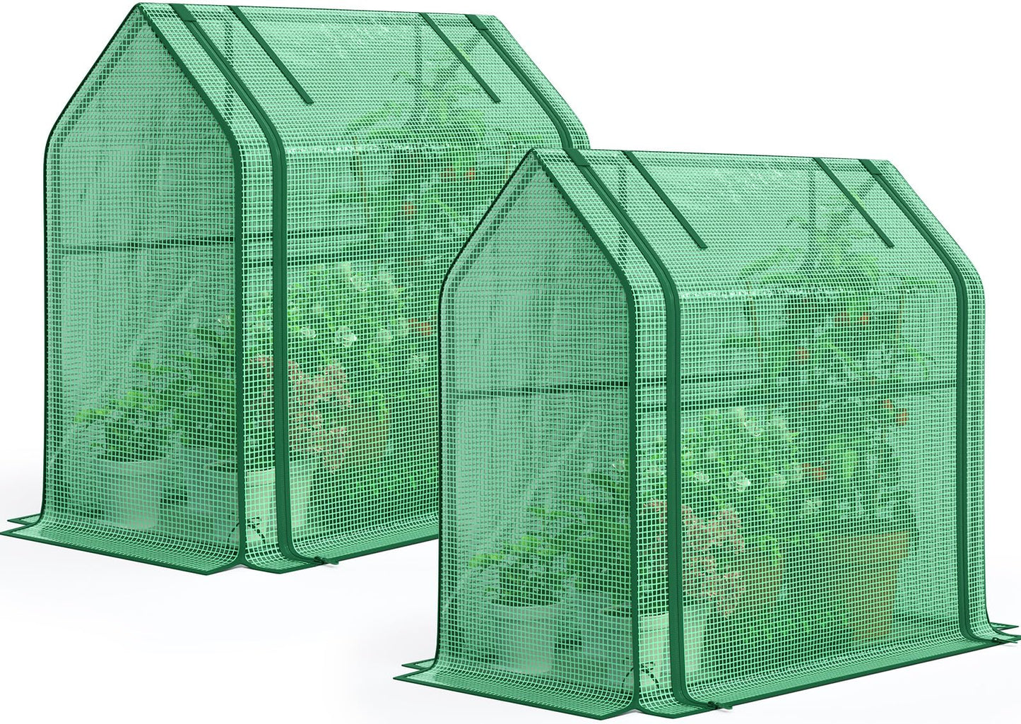 Quictent Mini Greenhouse for Indoor, 2-Pack Tabletop Portable Small Green House Waterproof UV Protected Cover Shelter for Outdoors, Garden Plant Seed Starting Nursery, 36"x18"x33", Green