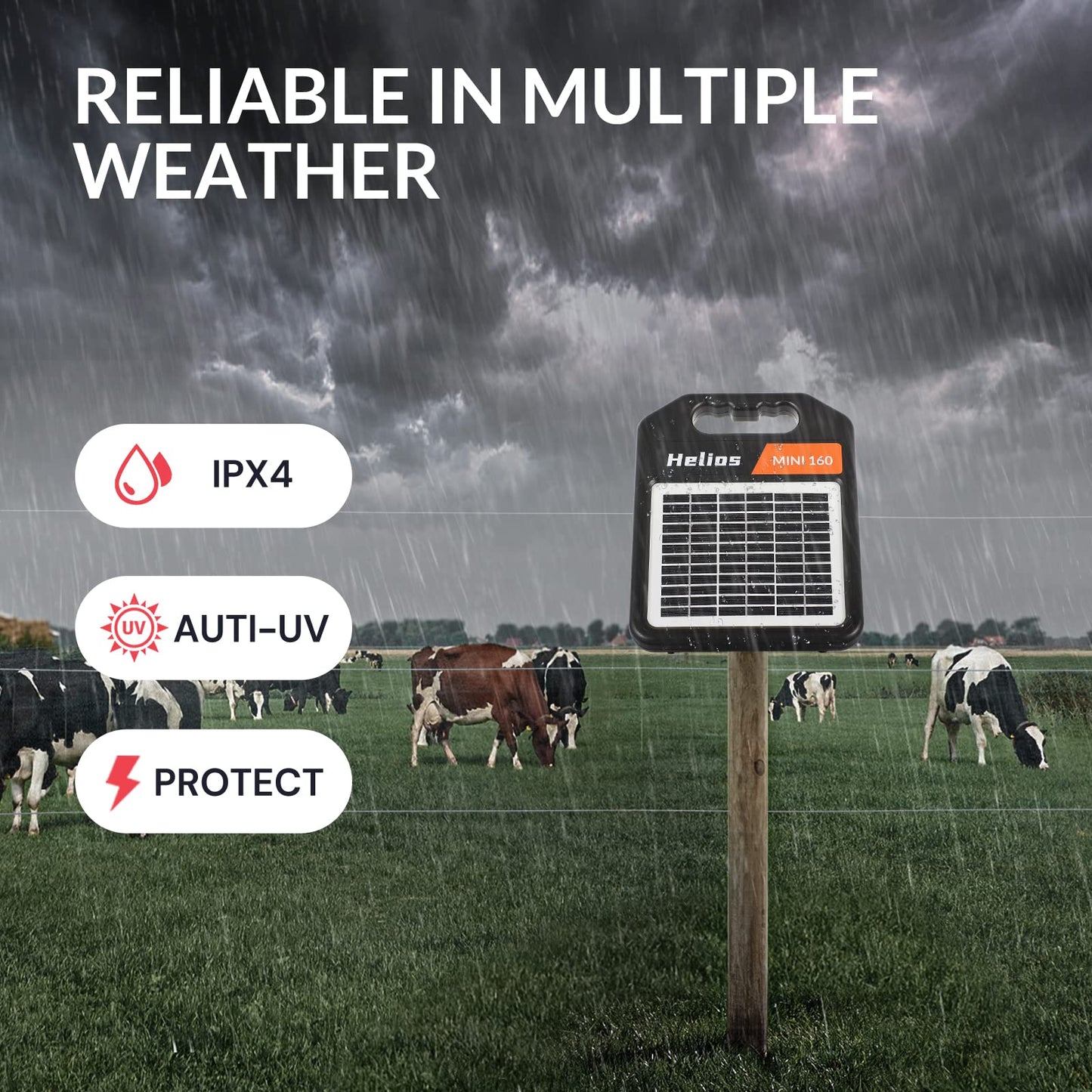 Solar Electric Fence Set: MINI160 + AC10 Electric Fence Charger, 0.16Joule & 0.12Joule for Versatile Protection