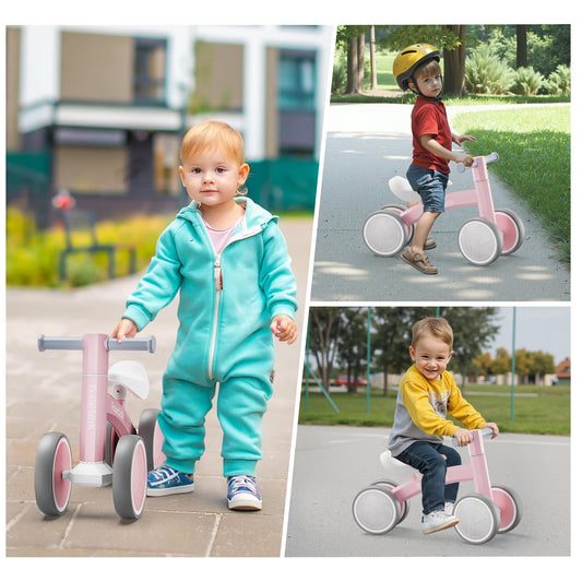 Baby Balance Bike for 1 Year Old Boys Girls, Toddler First Bike with 4 Colorful Lighting Wheels | 10-36 Month Toddler Balance Bike | First Birthday Gifts (Baby Pink)