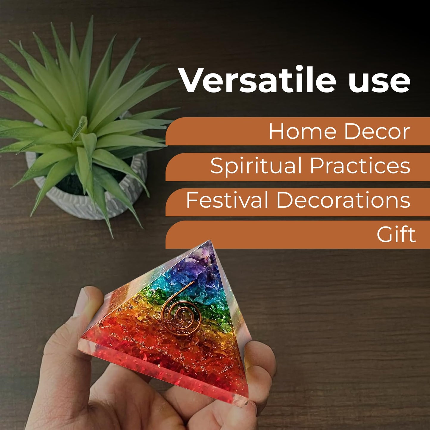 Orgone Pyramid of Success – 7 Chakra Orgonite Pyramid for Healing, Meditation, Stress Relief, Positive Energy & Chakra Balancing