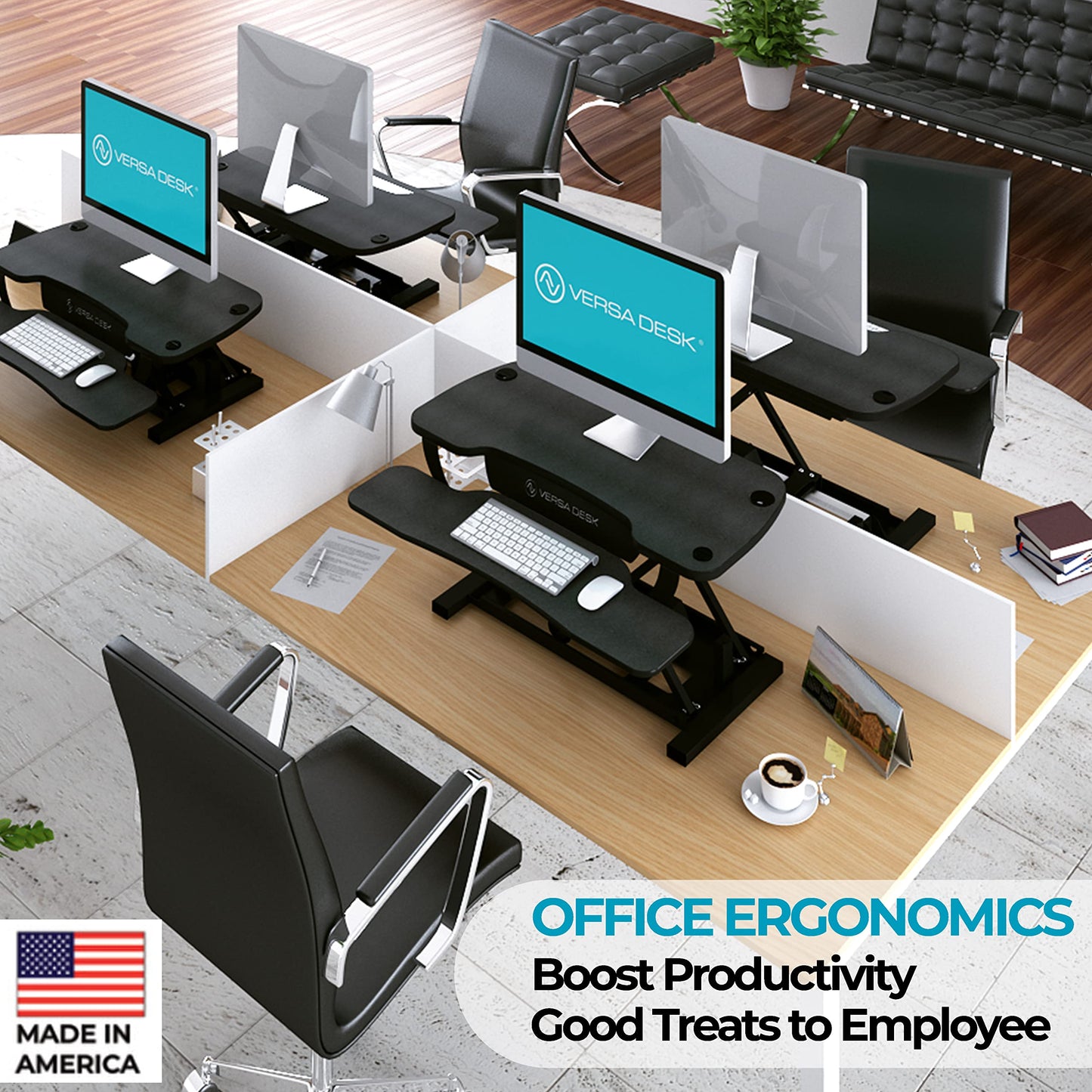 VERSADESK PowerPro™ 36 Inch Electric Standing Desk Converter, Height Adjustable Sit to Stand Up Desk Riser, Laptop and Dual Monitor Desktop Workstation with Wide Keyboard Tray and USB Port, Black