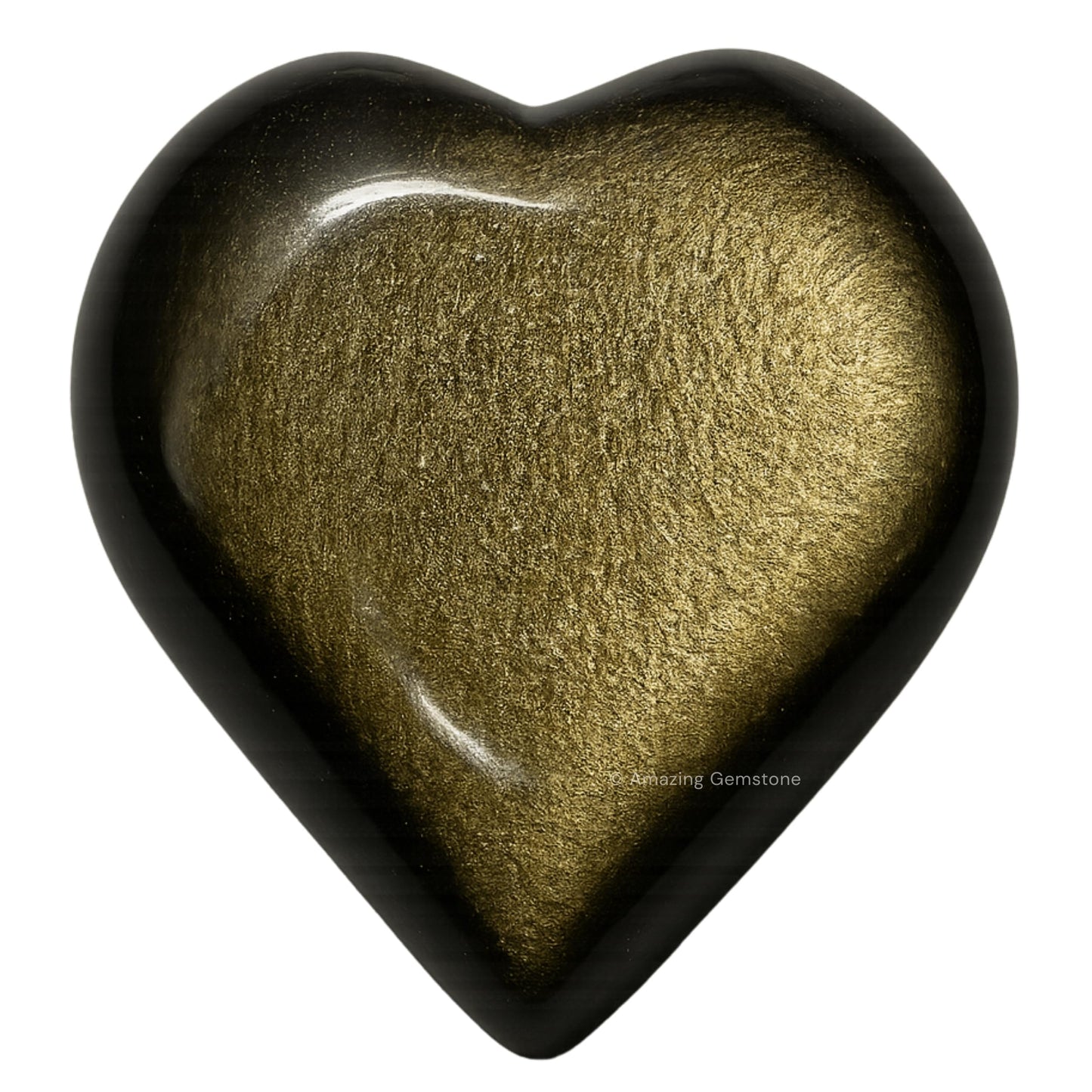 Amazing Gemstone Golden Sheen Obsidian Crystal Heart Palm Stone - Pocket Massage Worry Stone for Natural Body Chakra Balancing, Reiki Healing and Crystal Grid