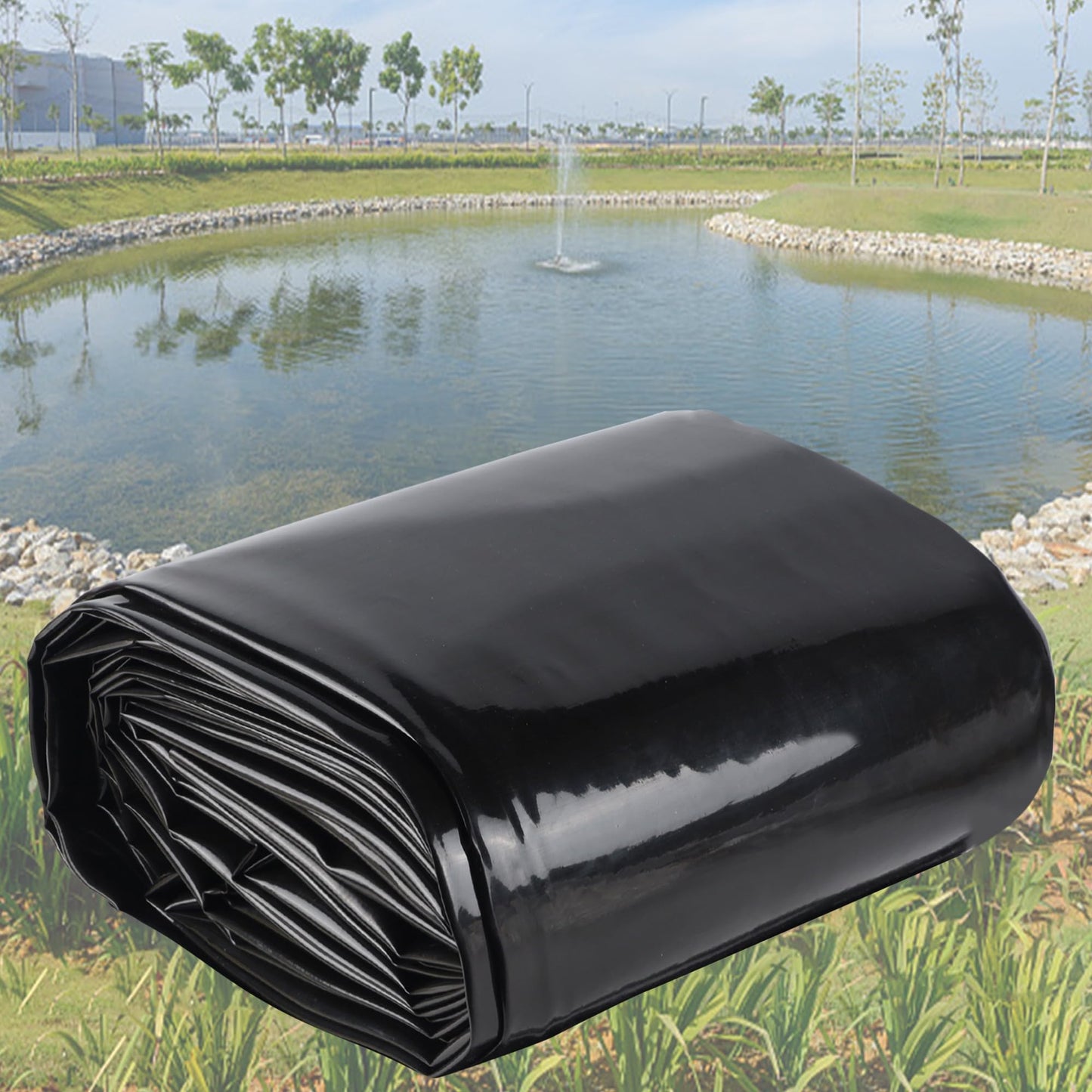 Adroiteet 16 x 16 FT Pond Liner, 20 Mil Fish Pond HDPE Liner, Pond Liners for Outdoor Ponds, Koi Ponds, Garden Fountain, Waterfall