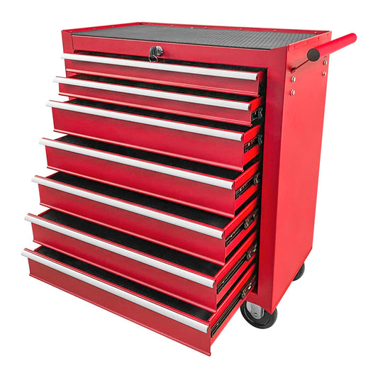 Rovibek 7-Drawer Rolling Tool Chest with Wheels, Lockable Metal Tool Box for Garage Workshop Warehouse, Large Capacity Tool Storage Cabinet, Heavy-Duty Tool Chest with Drawers, Red