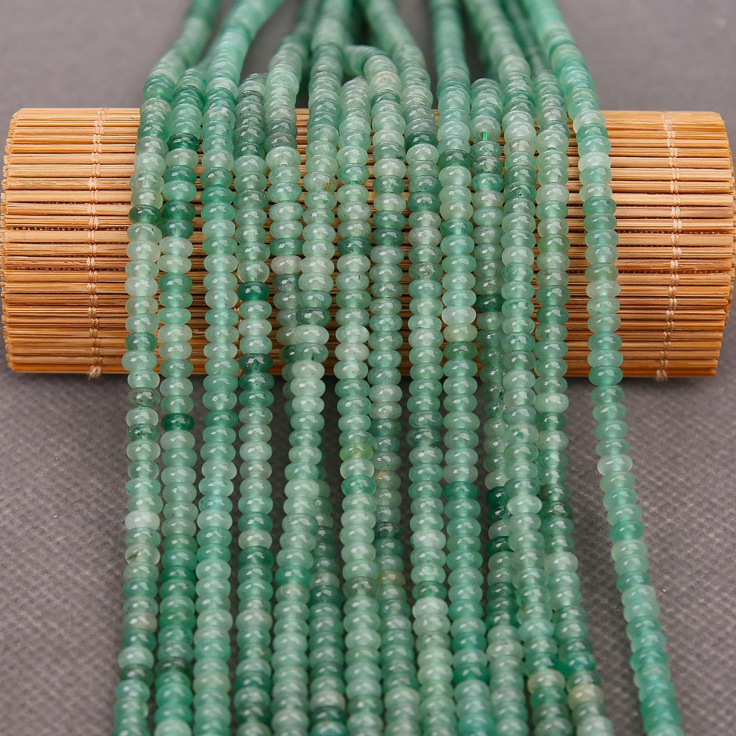 BONNY BOXX 1 Strand (150PCs) Natural 2 * 4mm Green Aventurine Rondelle Beads, Natural Abacus Disk Stone Beads Loose Spacer Gemstone for DIY Bracelet Necklace Jewelry Making
