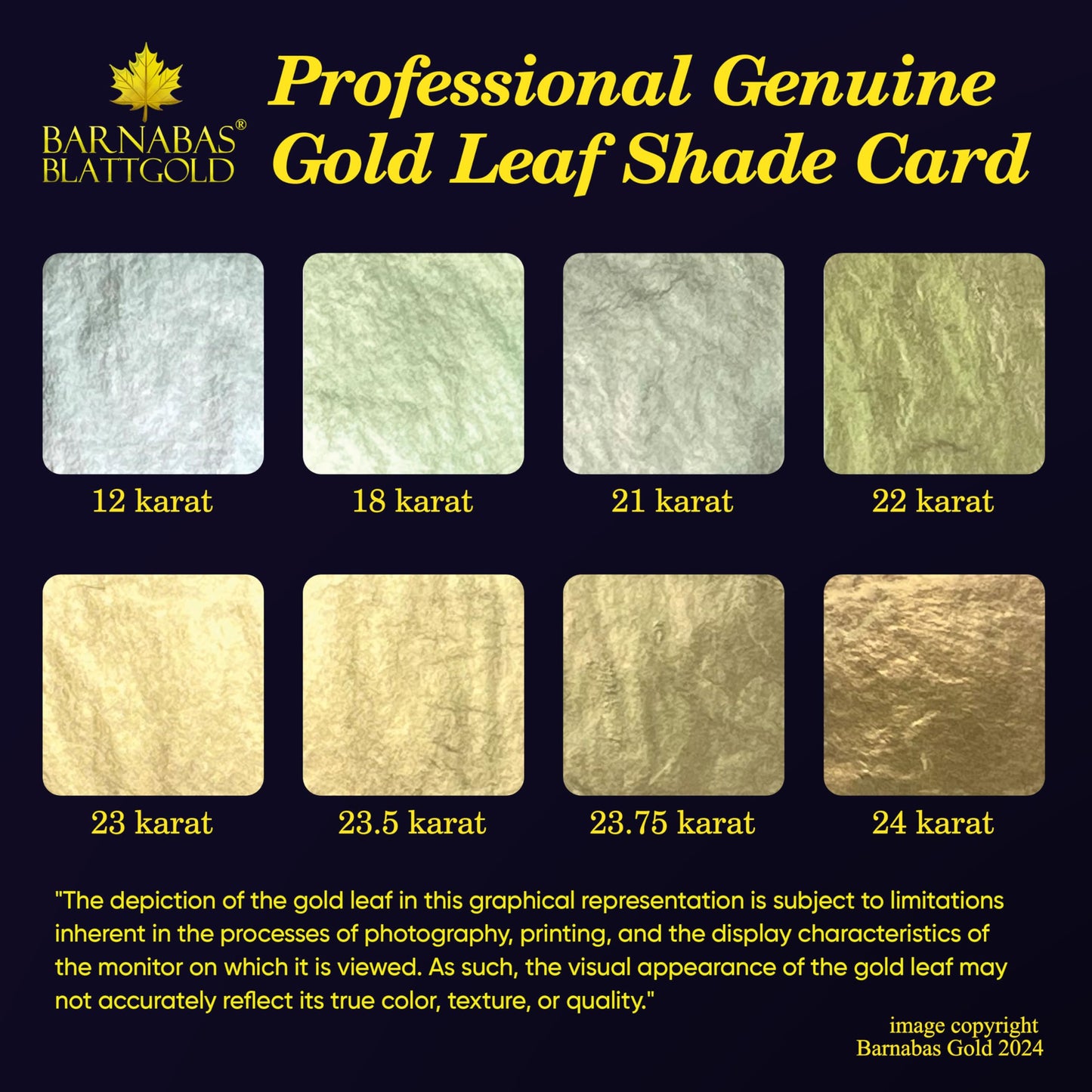Barnabas Blattgold Gold Leaf - 24K Real Gold [10 Sheets, 3.1 inches] - Loose Sheets for Painting, Arts and Crafts