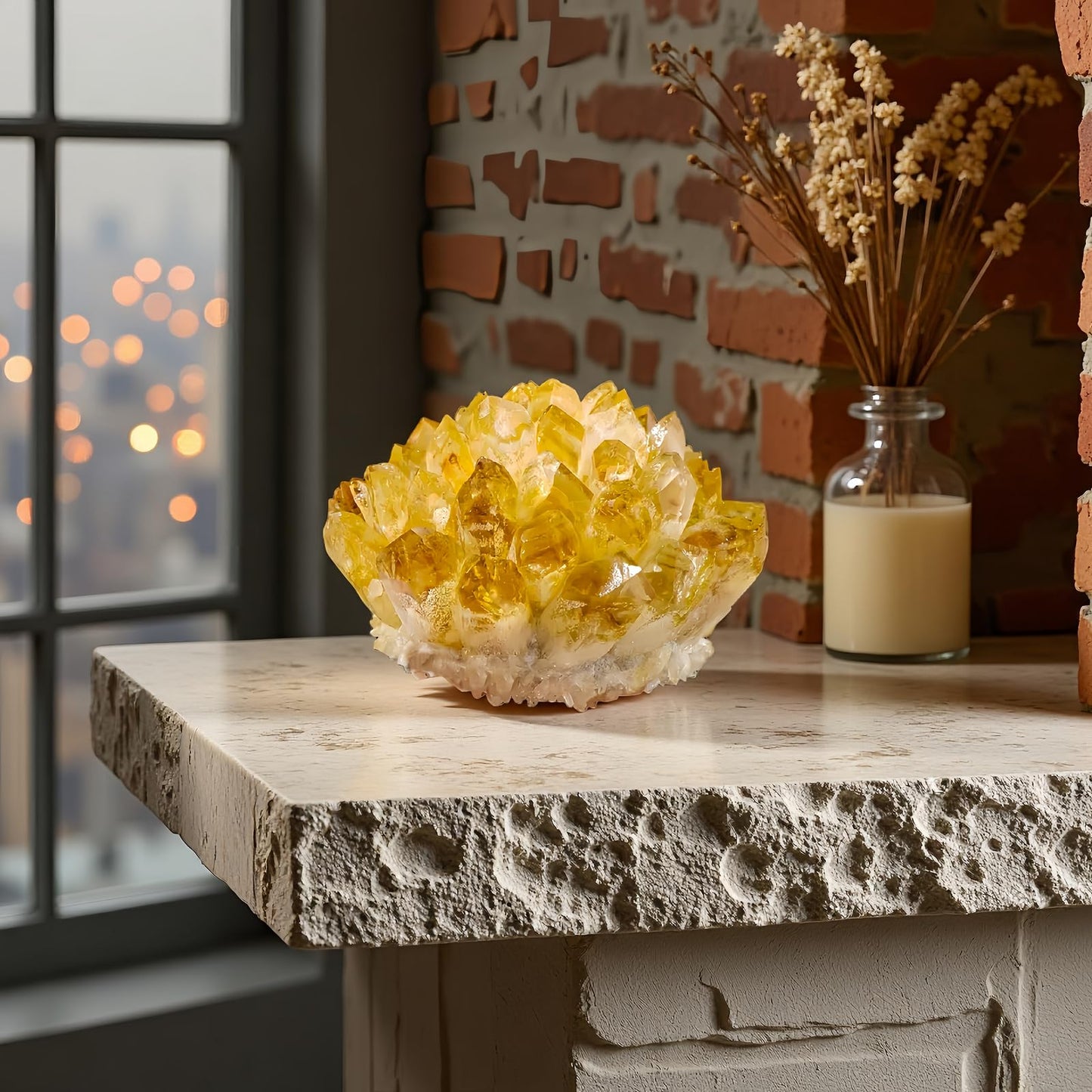 Citrine Crystal Cluster Large Quartz Crystal Formation- Large Yellow Crystal for Positive Energy Authentic Citrine Stone - Citrine Stone Crystal Clusters for Healing