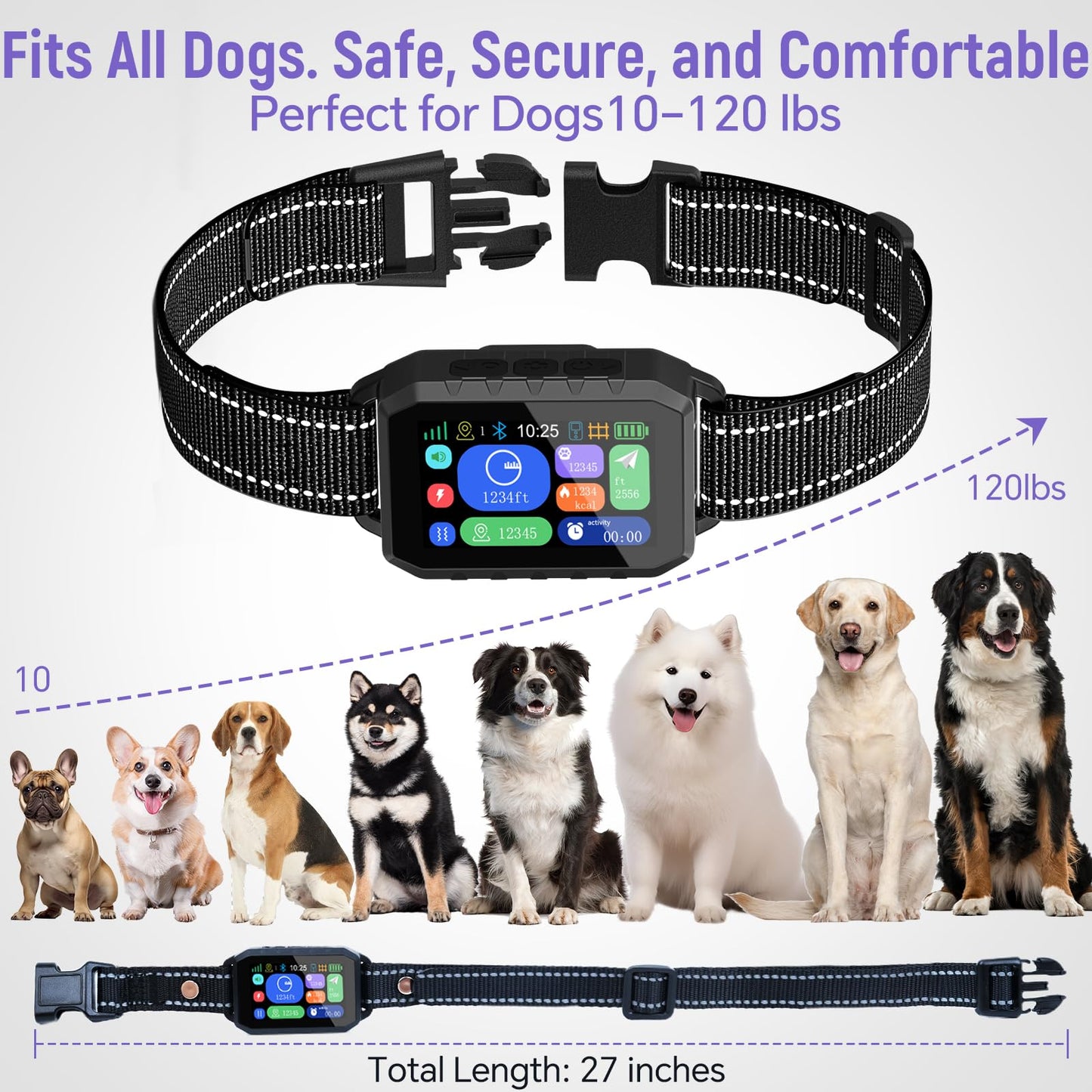 RAINLEOTI GPS Wireless Dog Fence – with Dog Collar, Remote & Free App, Custom GPS Fence, Adjustable Beep/Vibration/Static, IP67 Waterproof, Long Battery Life, for Dogs 10–120 lbs, Remote Kit