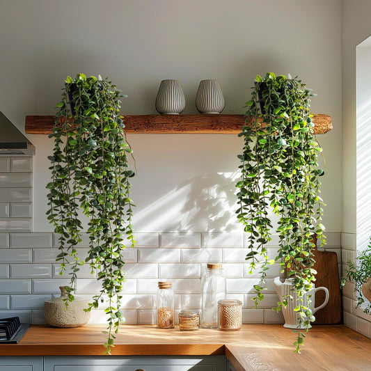 Yarmare Artificial Hanging Plant 2 Pcs Faux Plant Ivy Vine Faux Eucalyptus Vines Fake Potted Greenery for Wall Living Room Home Shelf Office Bathroom Outdoor Indoor Decor (Type 7)
