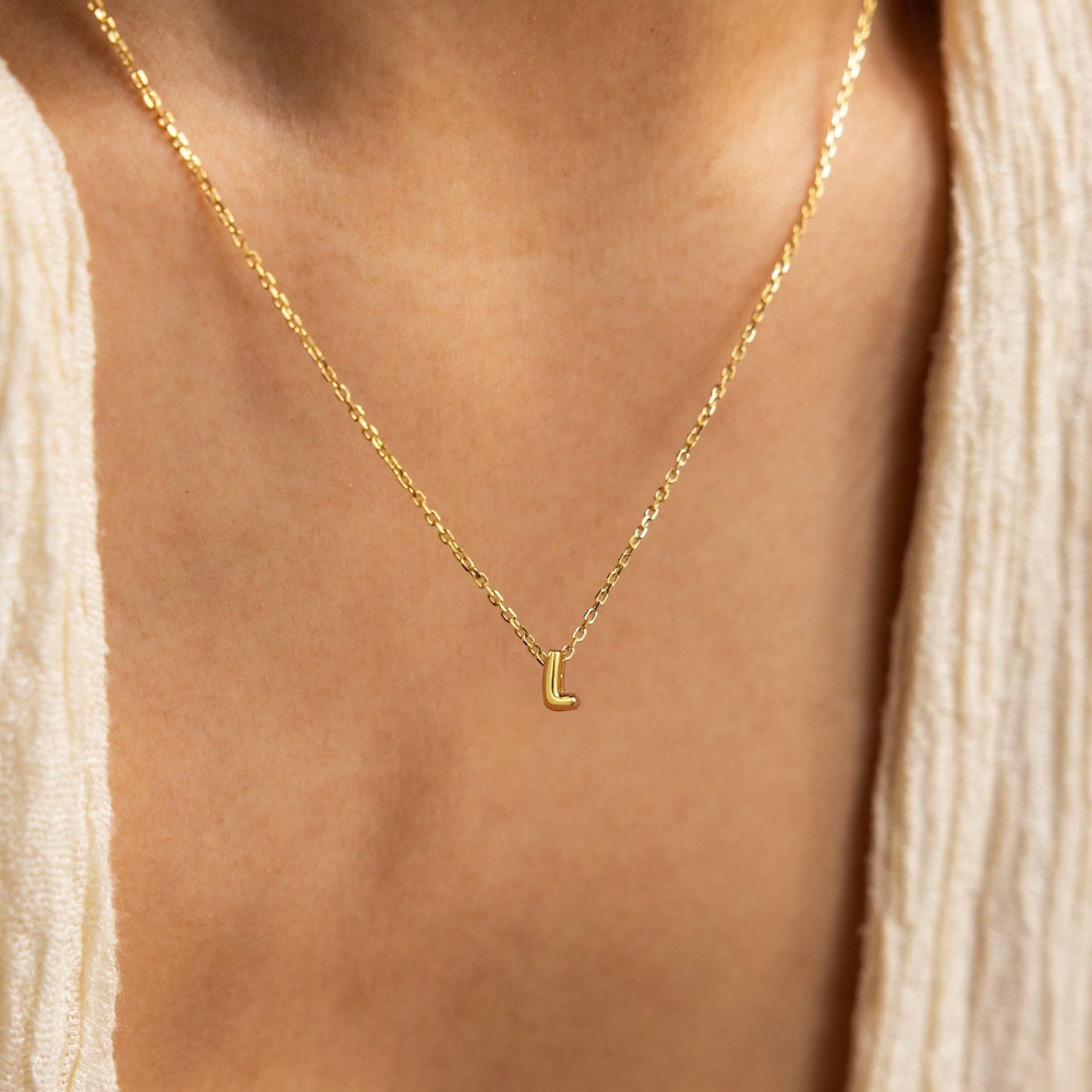CUEZIY 14K Gold Plated Bubble Letter Necklace Initial Necklaces for Women Dainty Personalized Charm Pendant Name Necklace Cute Non Tarnish Fashion Accessories Teen Gift Trendy Stuff Jewelry Gifts