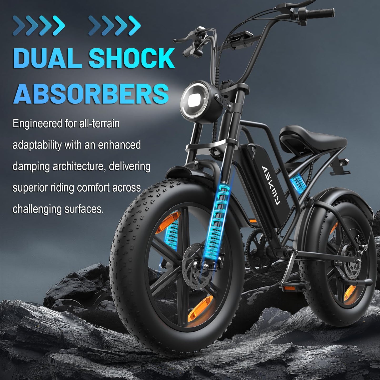 Askmy Fat Tire Electric Bike - Foldable E-Bike with Shock Absorption, Throttle Control, LCD Display, and Long Battery Life for Urban Commuting (20in)