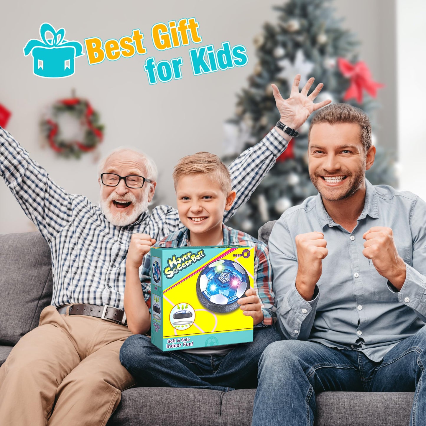 Freecat Rechargeable Hover Soccer Ball for Kids Indoor Games, Light-Up Soccer Toy with Soft Foam Bumper, Air-Powered Floating Ball Game, Birthday Gift for Boys and Girls Ages 4-12
