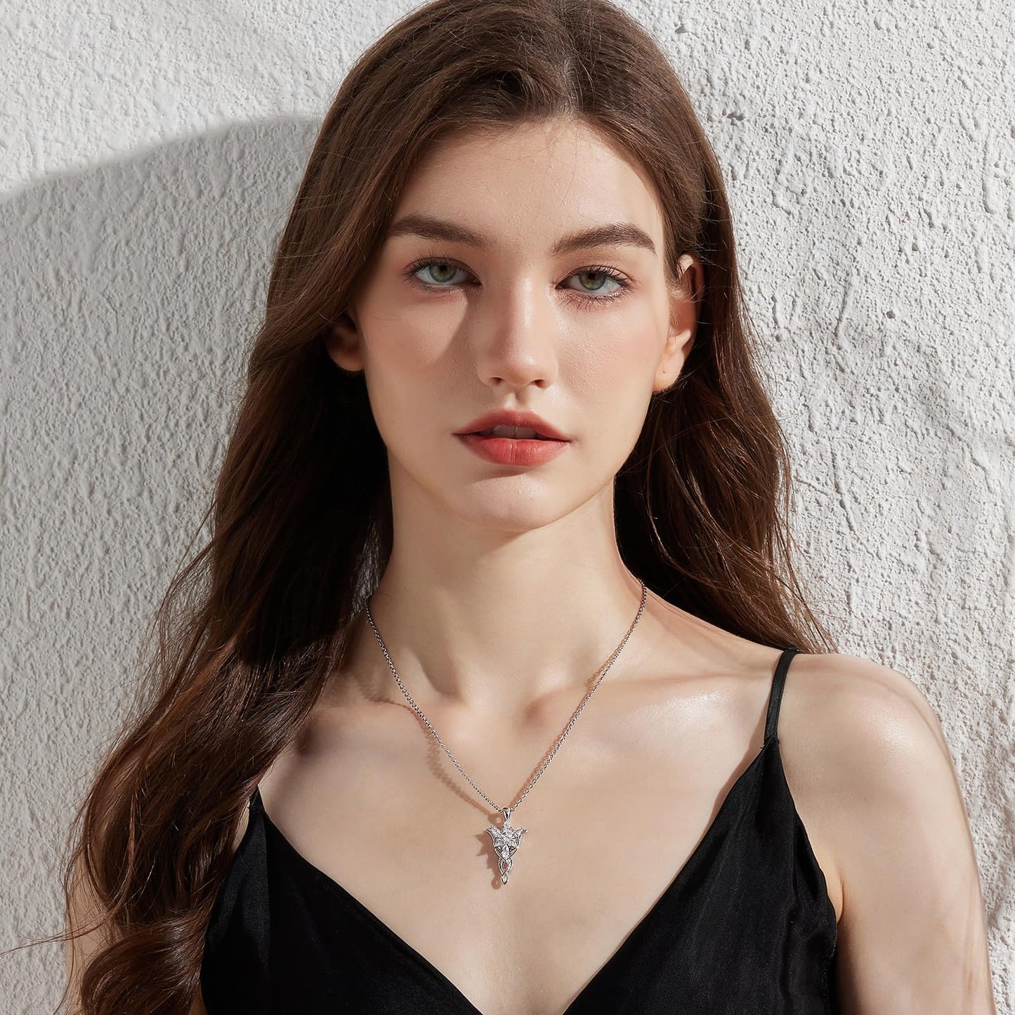 jiamiaoi Lord of the Rings Pendant Necklace Arwen Evenstar Necklace Silver Lord of the Rings Accessories Elvish Jewelry for Women