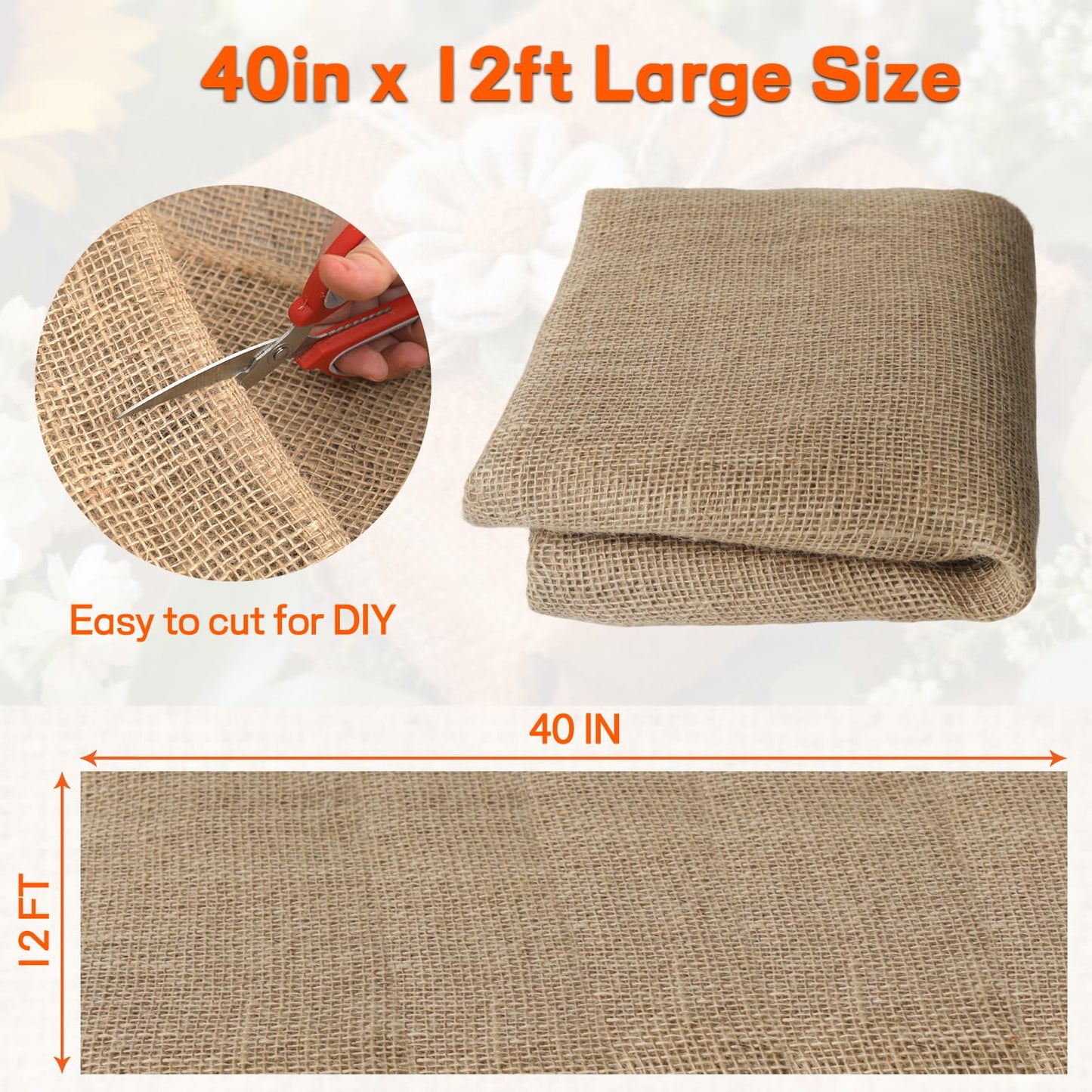 Czoynife Burlap Fabrics Roll Natural Jute Burlap Garden Tree Wrap Outdoor Weed Barrier DIY Fall Halloween Craft Winter Frost Plant Landscape Blankets Cloth for Plant Gardening Shrubs (40in*12ft)