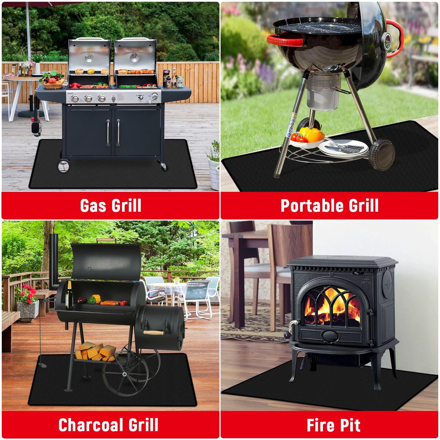 rumlick 48 x 30 inch Under Grill Mats for Outdoor Grill, Double-Sided Fireproof, Oil and Waterproof Protective Mat for Grass and Deck, Outerdoor BBQ Fire Pit Fireplace Mat