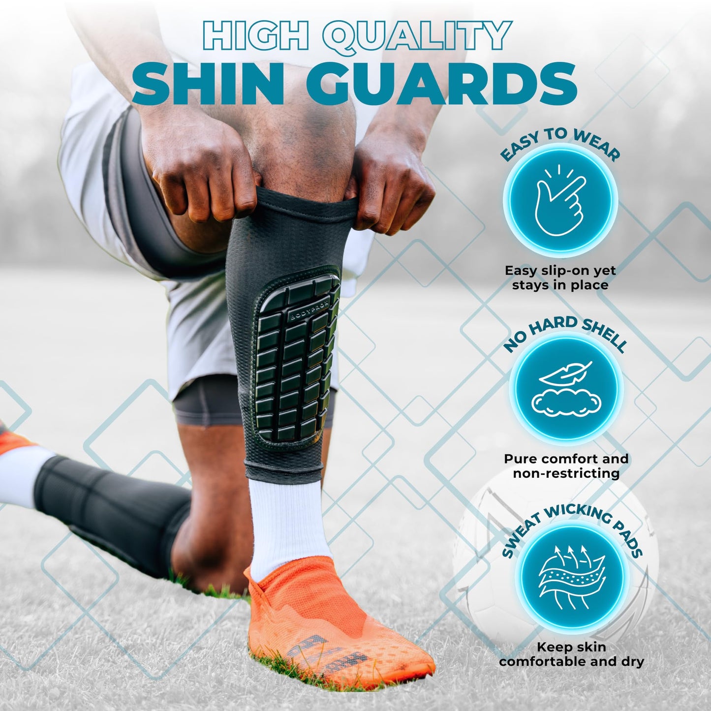 Bodyprox Soccer Shin Guards Sleeves for Men, Women and Youth (Small)