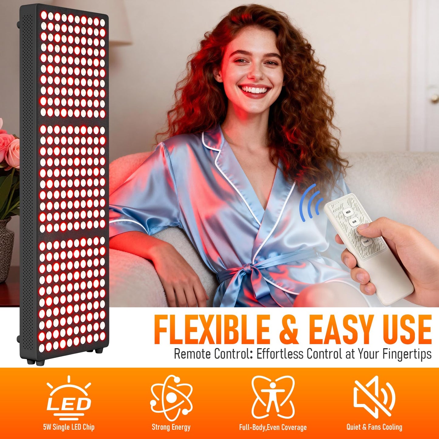 Red Light Therapy for Body and Face, 300LEDs for Home Use,630nm 660nm 810 nm 830nm 850nm Near Infrared Light Panel with Adjusteble Stand and Timer (Black)