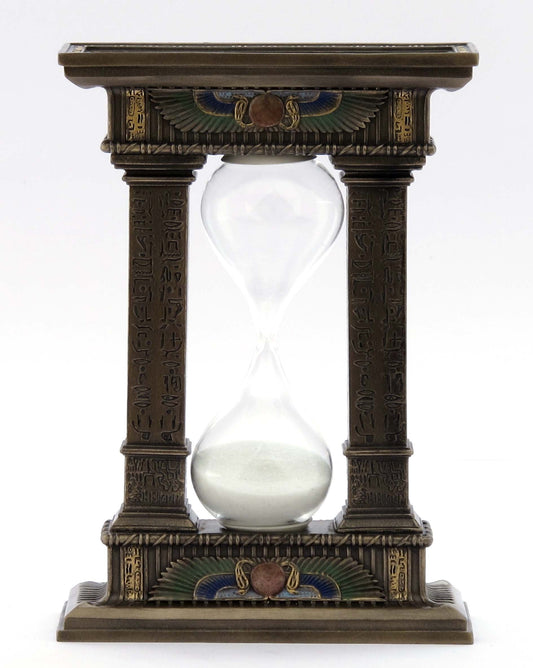 Veronese Design 7 1/8 Egyptian Winged Sun Columns Hourglass Resin Sand Timer 5 Minutes