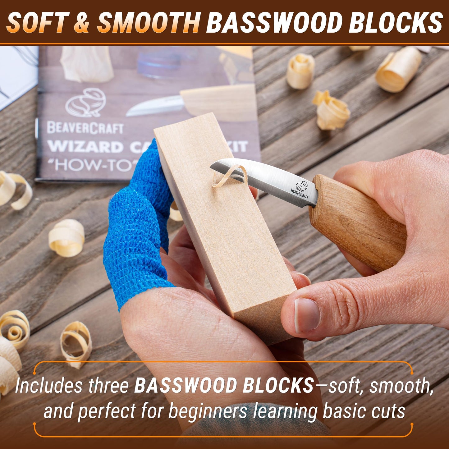 BeaverCraft Whittling Kit for Beginners, Wood Carving Kit for Beginners - Wood Carving Tools Woodworking Kit for Adults and Teens - Whittling Knife Kit with Wood Blocks - Wood Carving Set DIY03 Wizard