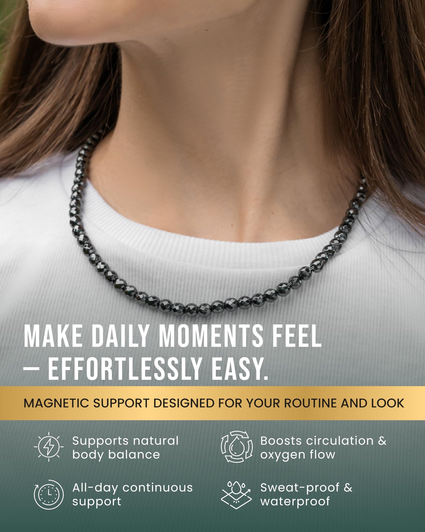 MagnetRX® Magnetic Hematite Necklace - Ultra Strength Hematite Stones - Unisex Beaded Necklace for Women and Men (6mm Faceted Beads)
