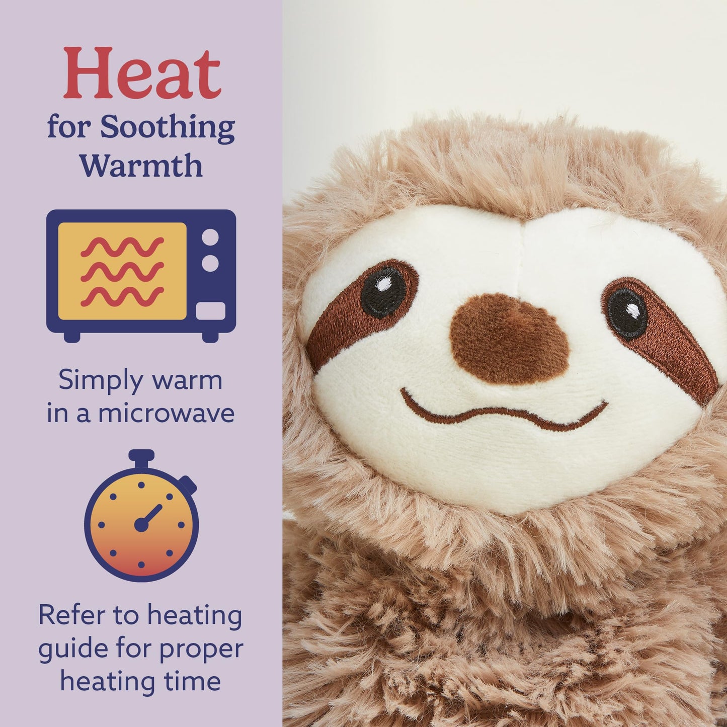warmies Junior Microwavable & Weighted Stuffed Animals, Sloth - Heated Stuffed Animal Plushie for Warmth & Comfort - Cute Soft Plush Toys for Adults & Children (Boys, Girls, Babies & Toddlers)
