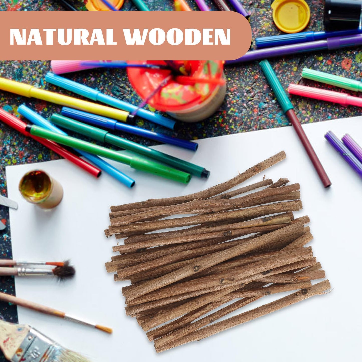 Didiseaon 100pcs 3. 9-inch Natural Wood Sticks, Tea Tree & Boxwood, Driftwood Style for DIY Crafts, Photo Props, & Home Decor Supplies