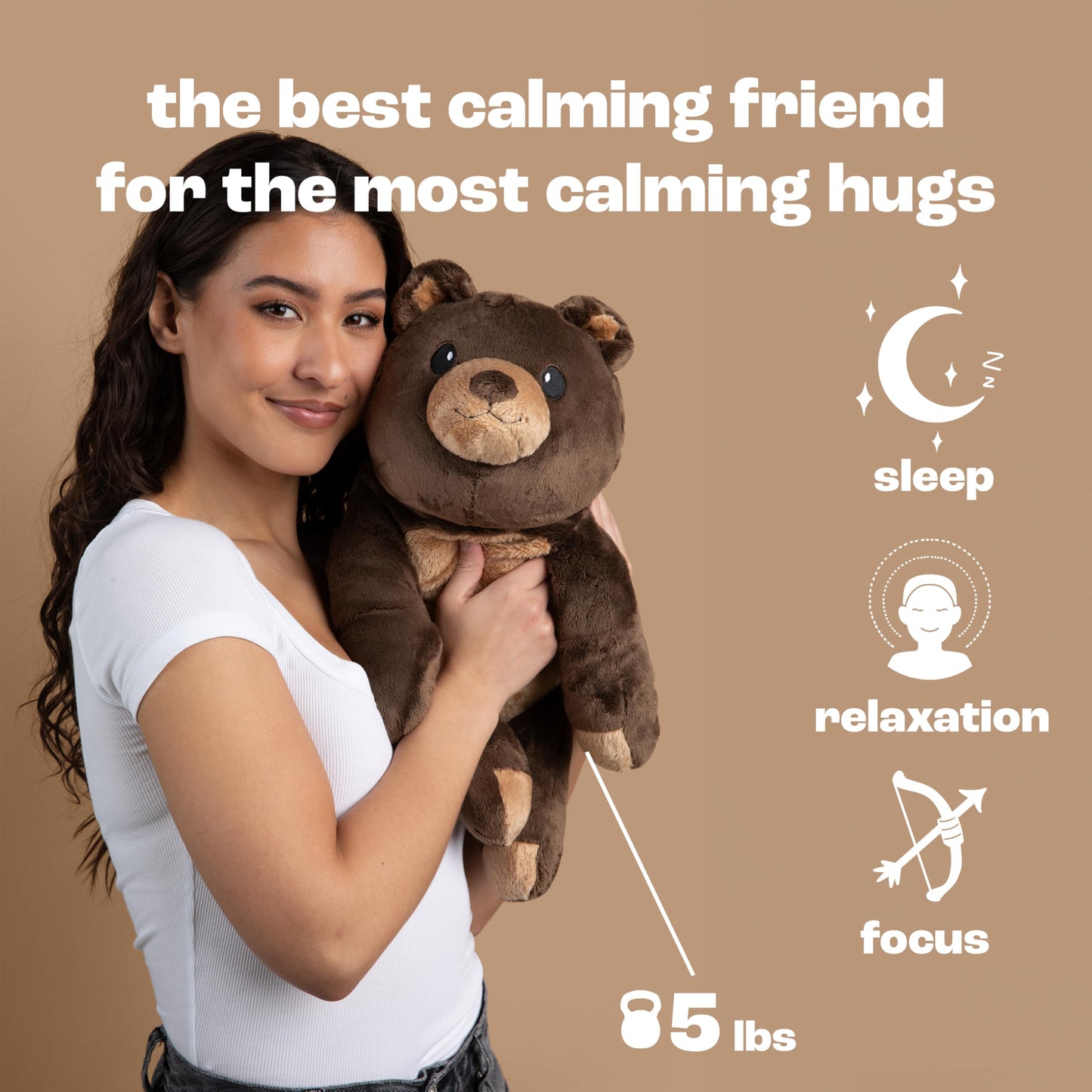 Brease 5 lb Unscented Weighted Brown Teddy Bear Plush Toy - Gentle Companion for Children and Adults, Soft Plushie for Boys and Girls, Snuggly Bear for Comfort, Calm, and Gentle Embrace