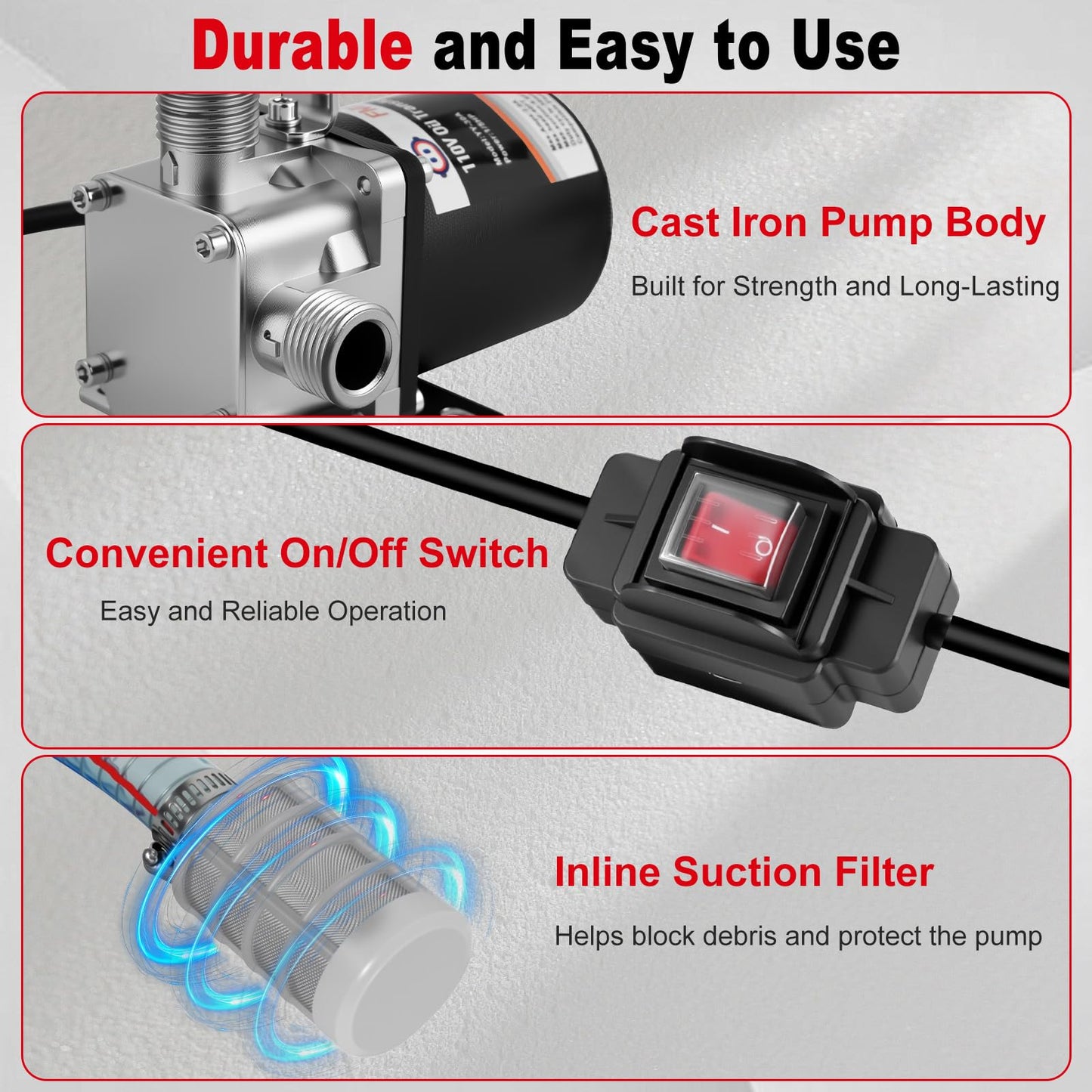 FMCNMech 8 GPM 110V Electric Diesel Fuel Transfer Pump Kit, Heavy-Duty Fuel Transfer Pump for Diesel, Kerosene & Various Oils, Portable Pump for Trucks, Generators & Farm Equipment