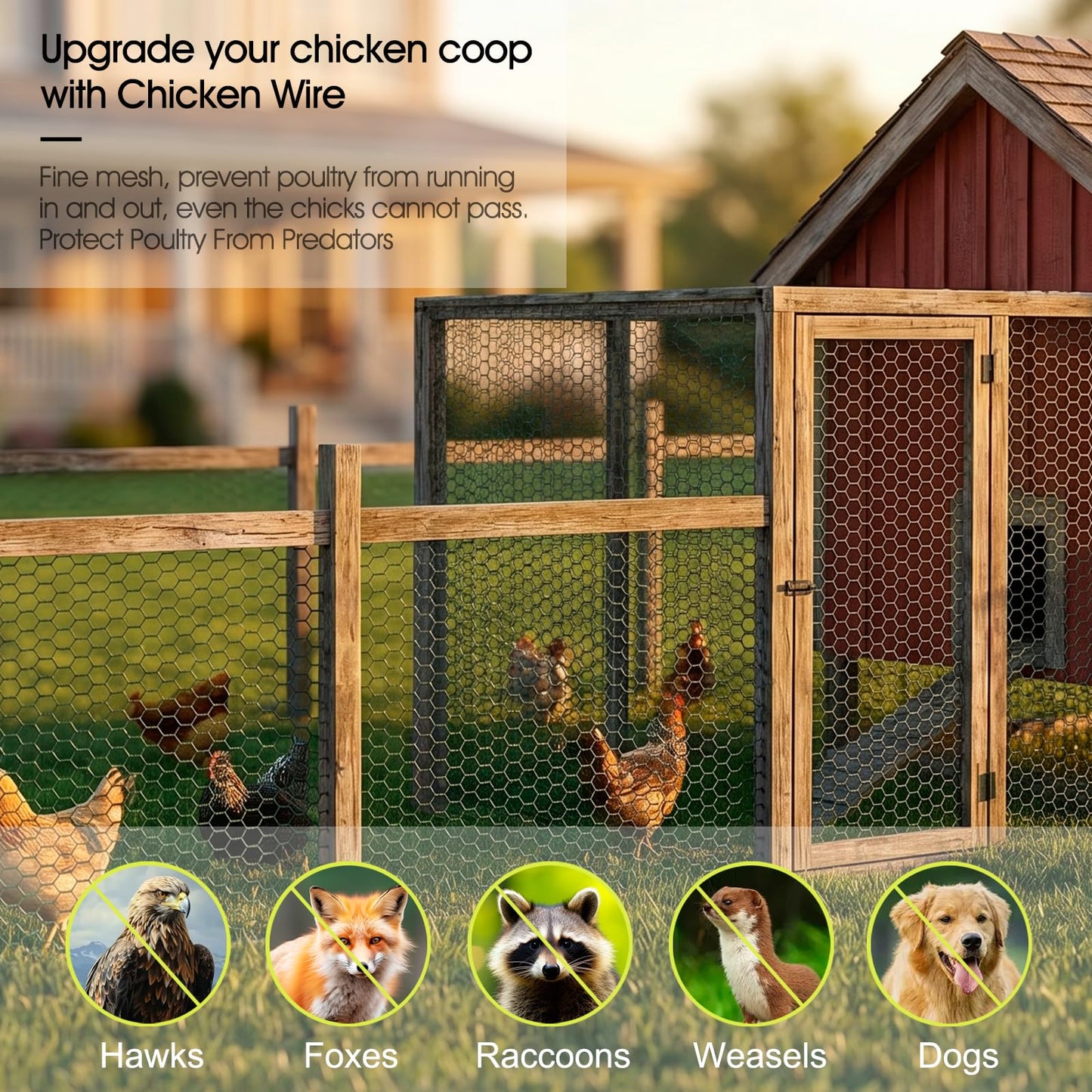 15.7 x 138 Inch Chicken Wire for Floral Arrangements, 24 Rifny Chicken Wire Fencing Roll, 0.6 Inch Mesh Hexagonal PVC Coated Metal Poultry Wire Netting for Craft Garden Plants Chicken Rabbit Barrier