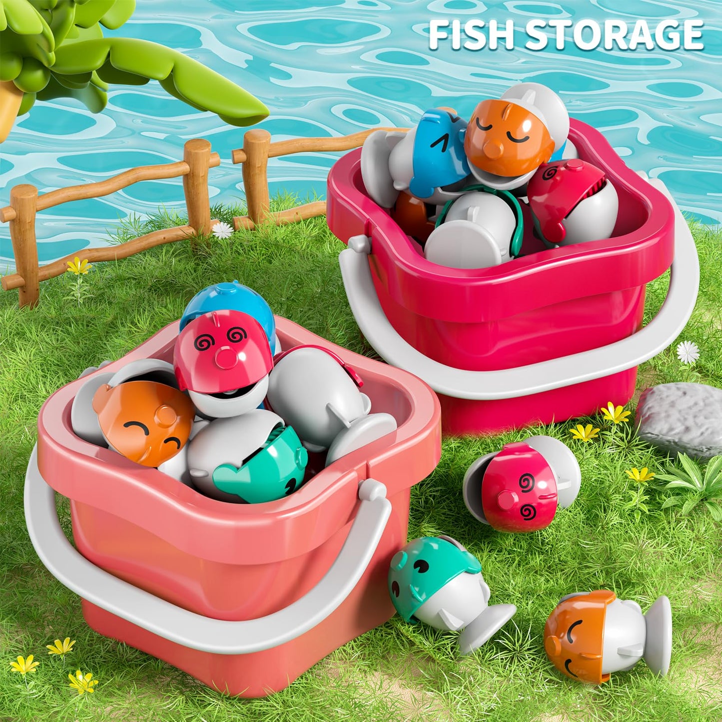 WATUDOU Magnetic Fishing Game for Kids Toddlers 3-5, 70 pcs Fishing Toys for Kids Toddlers 3-5, Table Toys Board Game Birthday Gifts for 3 4 5 6 7 8 Years Old Kid Toddler