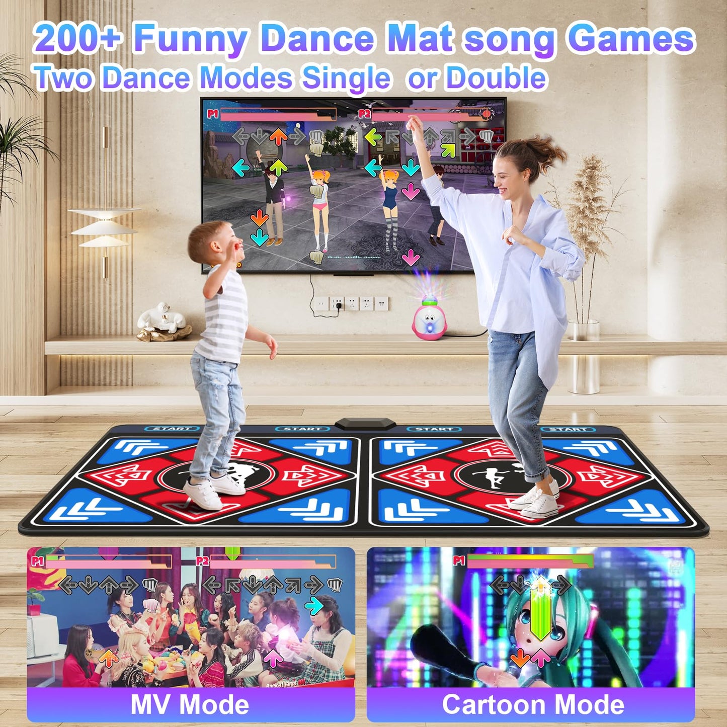 YRPRSODF Dance Mat for Kids and Adults,Double Dance Mats with Camera,Electronic Dance Pad for TV, Dancing mat for Exercise,Plug& Play Game for Kids,Gifts for Girls Boys Ages 3+