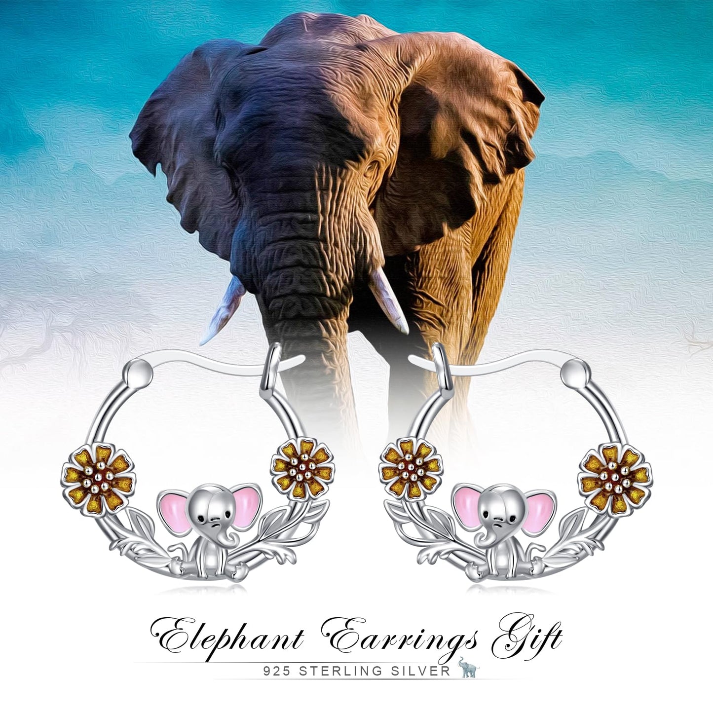 Elephant Earrings 925 Sterling Silver Cute Elephant Huggie Hoop Earrings Jewelry Gifts for Women Daughter
