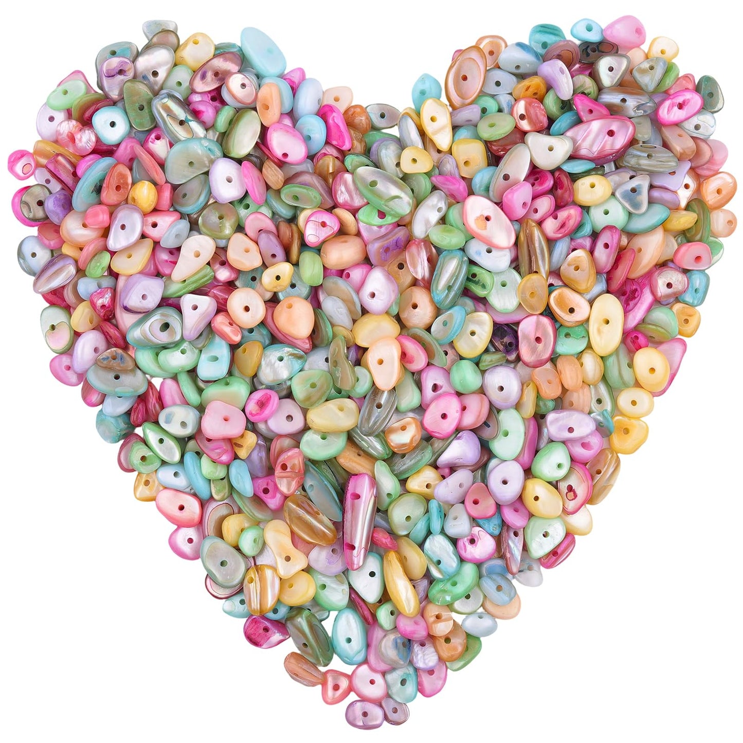 400pcs Pastel Shell Chip Beads 5-8mm Pre-drilled Freeform Loose Gemstone Healing Beads for DIY Jewelry Making Ring Earrings Necklace Bracelet Art Crafts