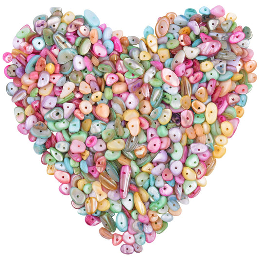 400pcs Pastel Shell Chip Beads 5-8mm Pre-drilled Freeform Loose Gemstone Healing Beads for DIY Jewelry Making Ring Earrings Necklace Bracelet Art Crafts