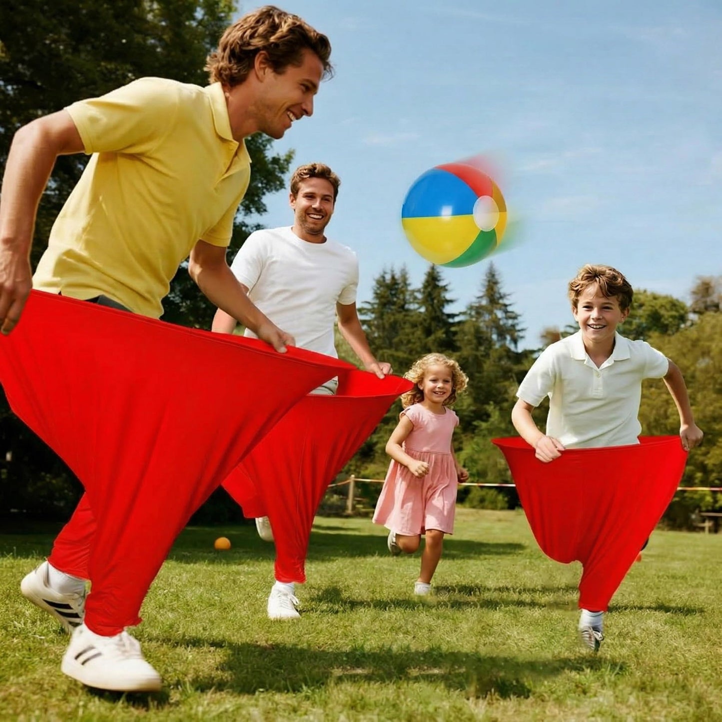 LuxDuo Hilarious Granny Pants Yard Game - 2 Giant Oversized Underwear Relay Race Props - Funny Outdoor Party Games for Adults Family Reunion Icebreaker Lawn Games for BBQ Carnival