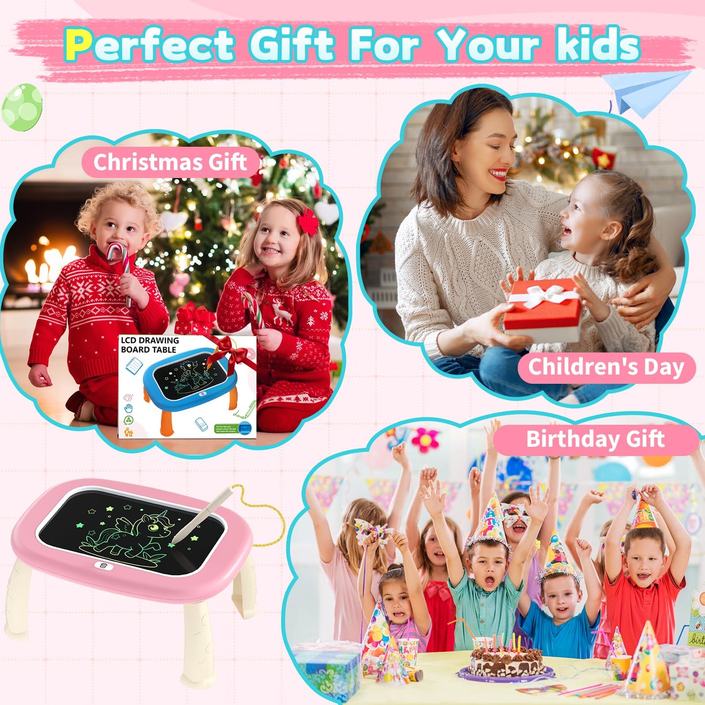 LCD Writing Tablet for Kids 1 2 3 4 5 Year Old - Toddler Drawing Tablet, Drawing Pad & Color Doodle Board Toy, Perfect Birthday & Christmas Gift Toy for 2-3 Year Old Boys and Girls (Pink)