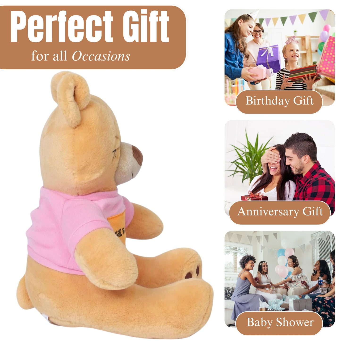 Teddy Bear Stuffed Animal - Soft Stuffed Bear Plush - 10.23” Teddy Bear for Baby & Adults – Cute Stuffed Animal Plush Toy for Every Event & Also for Insomnia Relief & Emotional Wellness