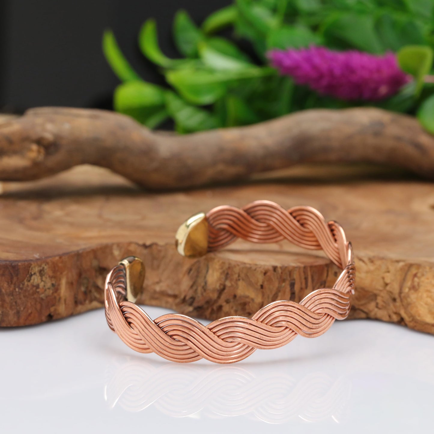 Handmade Elegant Copper Bracelet for Women - Pure Copper Bracelet for Pain Relief and Stress Relief - Adjustable Entwisted Copper Bracelet to Fit many Size Wrist (fancy twisted) (spiral)
