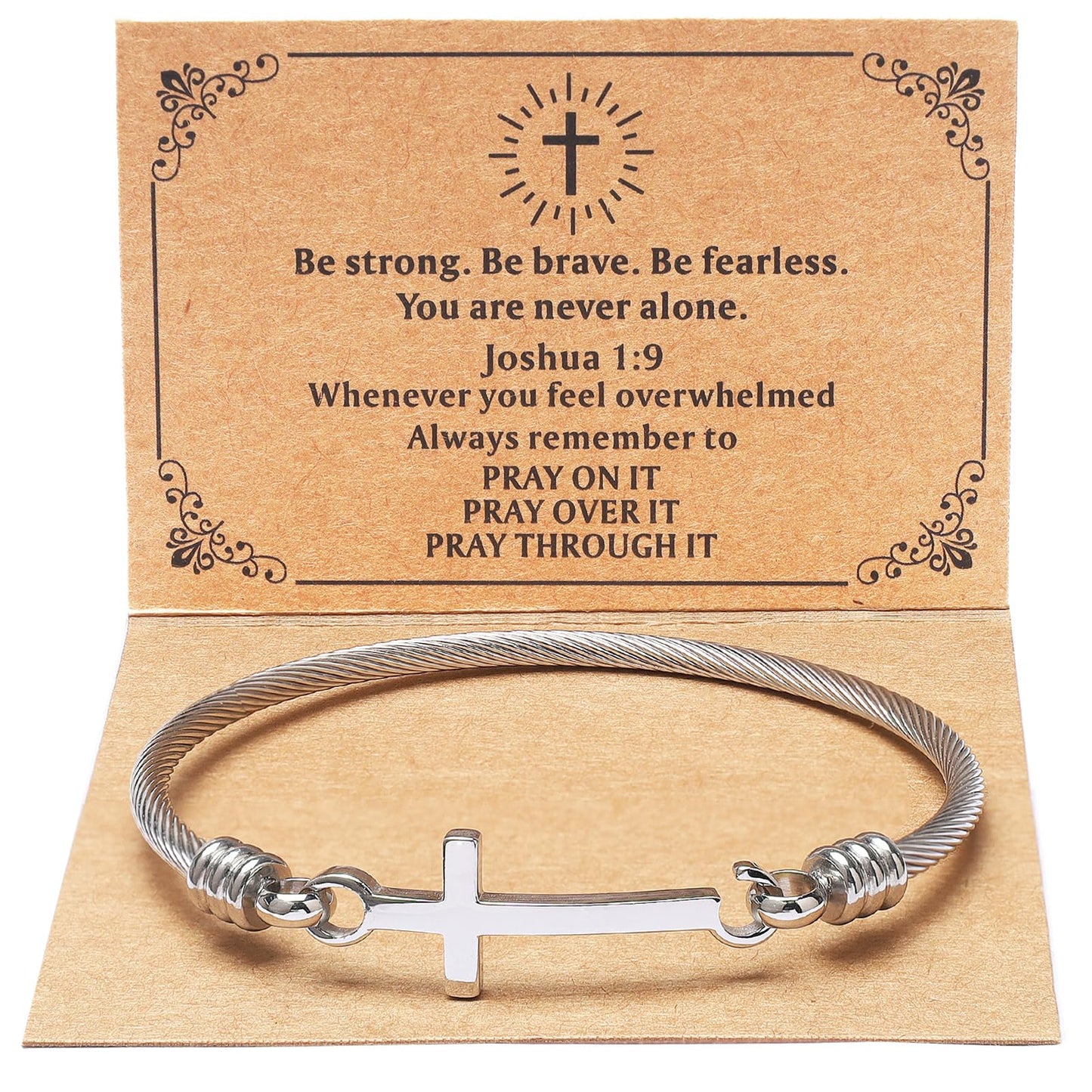 DS Religious Gift for Her Christian Cross Bracelet Bible Verse God is Within Her She Will Not Fall Inspirational Bracelets For Women Stainless Steel Jewelry Gift To Daughter Best Friend (Cross bracelet-Silver 4)